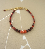 armband oranje/rood(jade, jaspis, koraal)