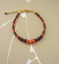 armband oranje/rood(jade, jaspis, koraal)